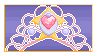 stamp of a pink tiara with a heart gem
